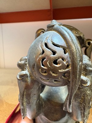 Lot 62 - A Chinese bronze Buddhist lion (shishi) incense burner