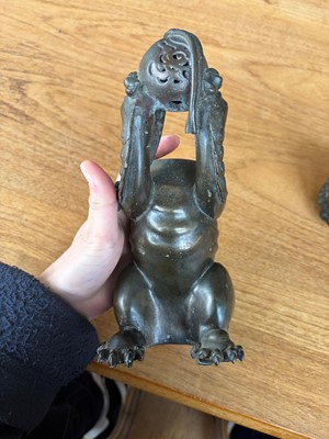 Lot 62 - A Chinese bronze Buddhist lion (shishi) incense burner