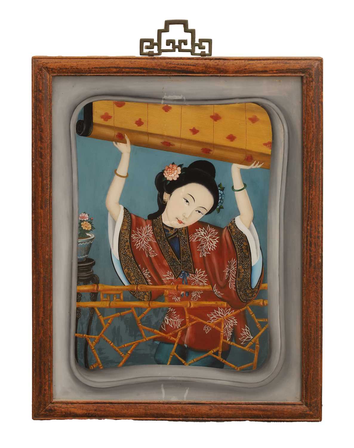 Lot 67 - A Chinese export reverse glass painting