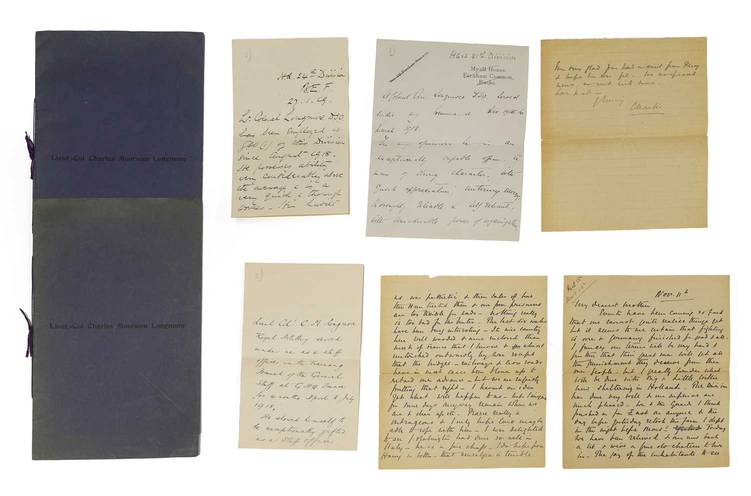 Lot 404 - AUTOGRAPH LETTERS SIGNED: Reference letters of recommendation for Lieutenant Col. Longmore