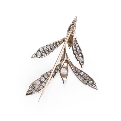 Lot 3 - An antique diamond leaf pin