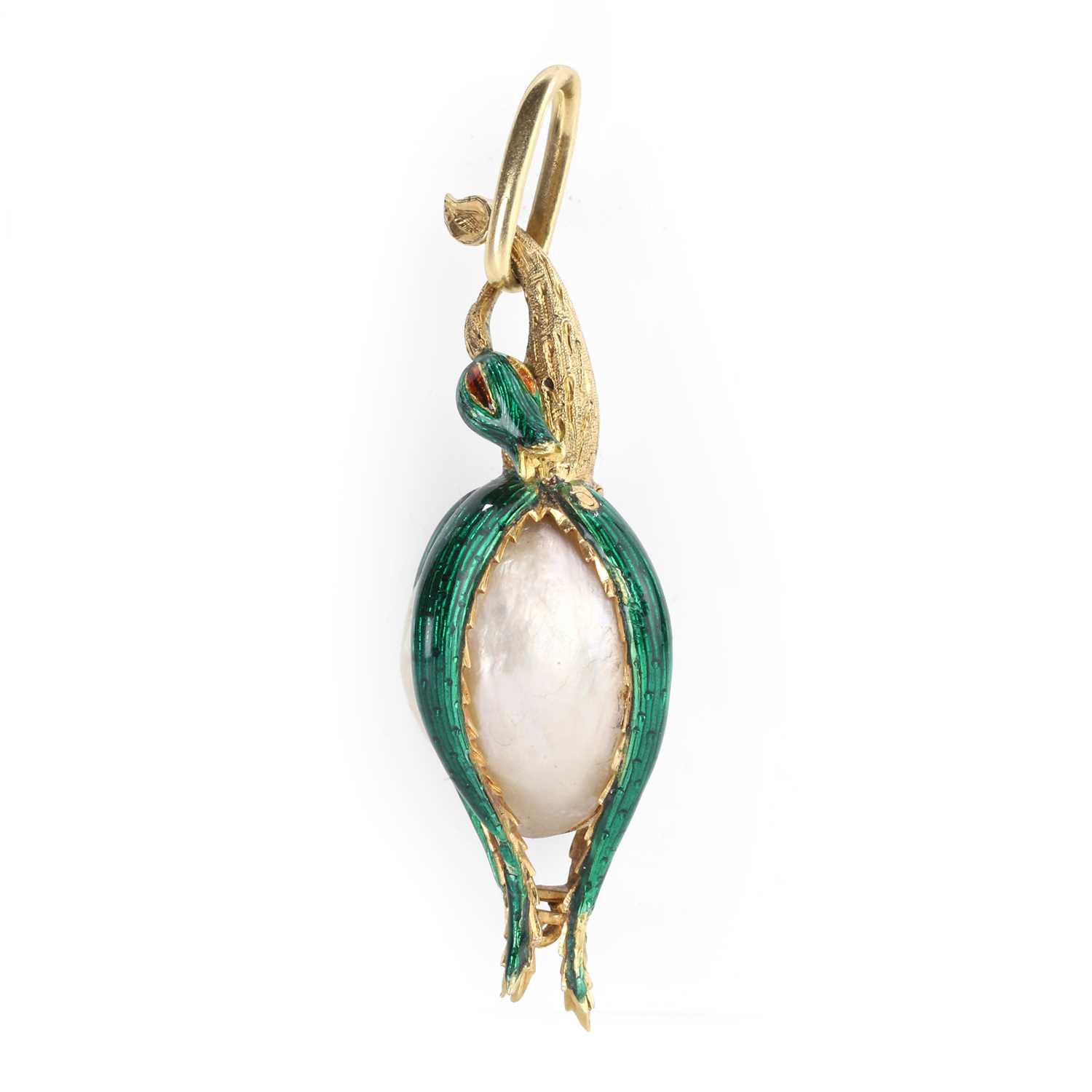 Lot 73 - A mother-of-pearl and enamel locket pendant