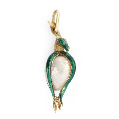 Lot 73 - A mother-of-pearl and enamel locket pendant