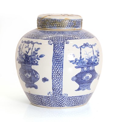 Lot 55 - A Chinese blue and white jar and cover