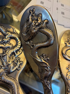 Lot 90 - A Chinese export silver dressing table set