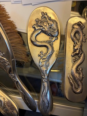 Lot 90 - A Chinese export silver dressing table set