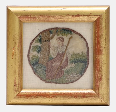 Lot 460 - A miniature Regency silkwork embroidery