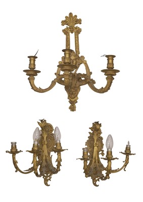 Lot 471 - A composed set Louis XV-style gilt-metal wall appliques or sconces