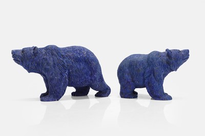 Lot 407 - Two carved lapis lazuli bears