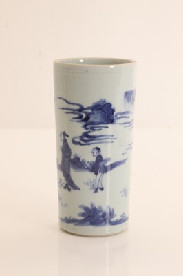 Lot 63A - A Chinese blue and white cylindrical brush pot