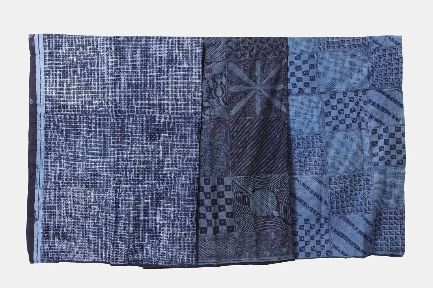 Lot 298 - Three Yoruba adire eleko indigo cloths