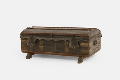 Lot 201 - A leather coach trunk