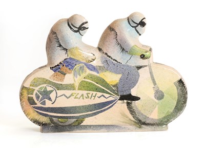 Lot 21 - An Art Deco-style ceramic motorcyclist