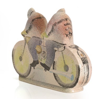 Lot 21 - An Art Deco-style ceramic motorcyclist