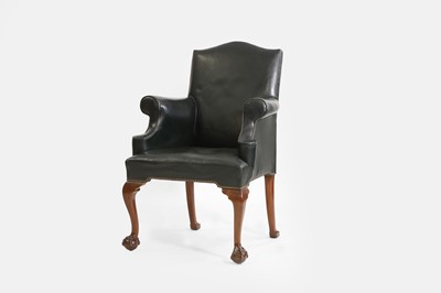 Lot 645 - A mahogany and leather armchair in the George II taste