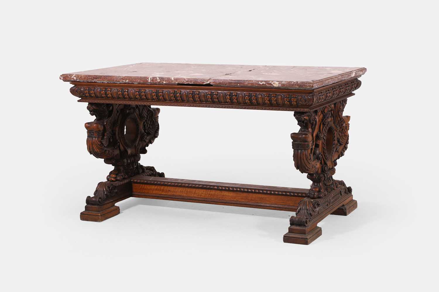 Lot 69 - A Renaissance Revival marble and walnut centre table