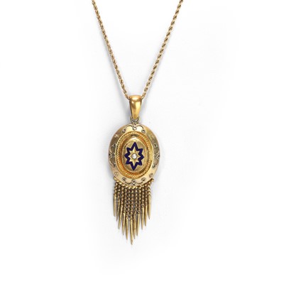 Lot 12 - A Victorian archaeological revival tassel pendant on chain