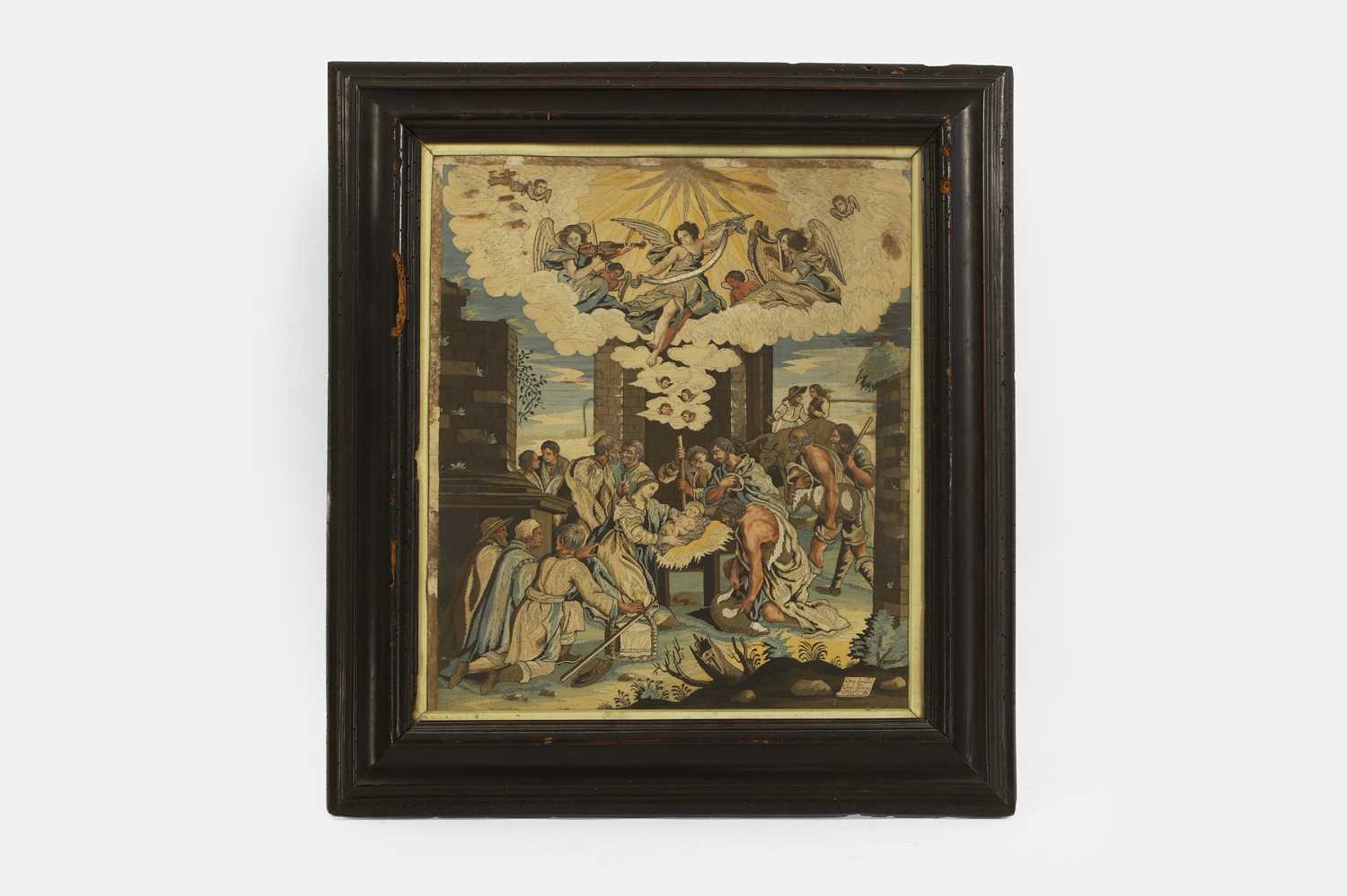Lot 158 - A biblical silk embroidered picture