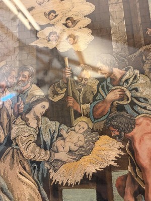Lot 158 - A biblical silk embroidered picture