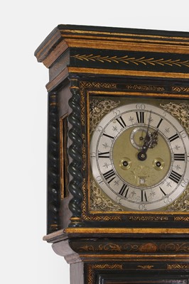 Lot 19 - A blue and gilt-japanned longcase clock