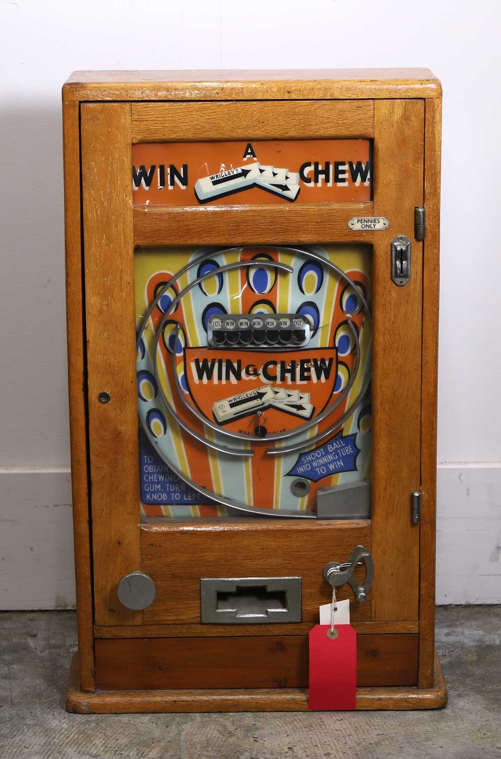 Lot 318 - An Oliver Whales 'Win A Chew' arcade penny machine