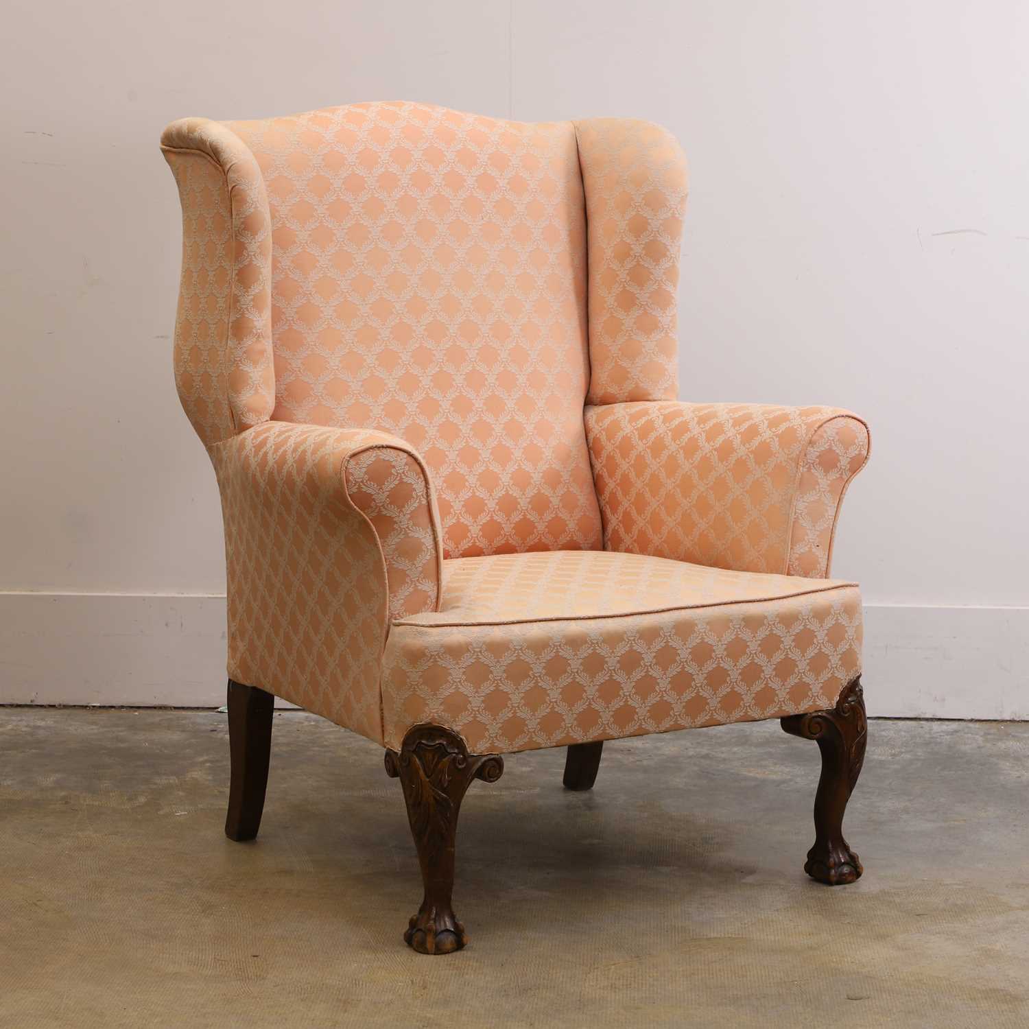 Lot 526 - A George II-style walnut wing armchair