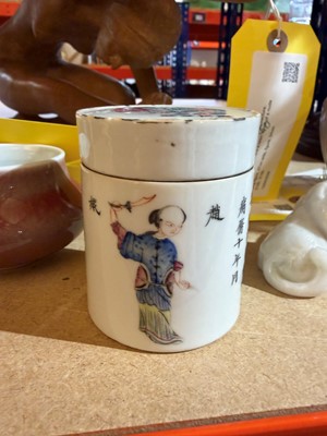 Lot 75 - A Thai Sawankhalok pottery container and cover