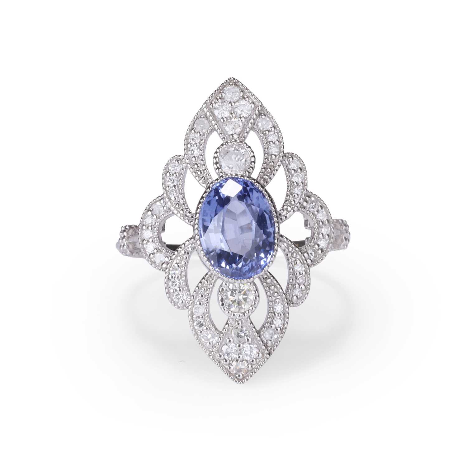 Lot 108 - A sapphire and diamond dress ring
