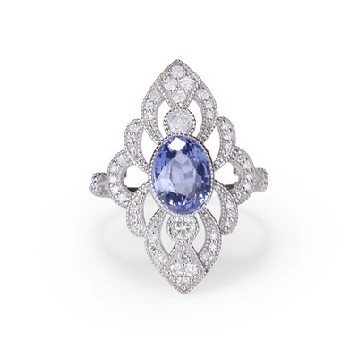 Lot 108 - A sapphire and diamond dress ring