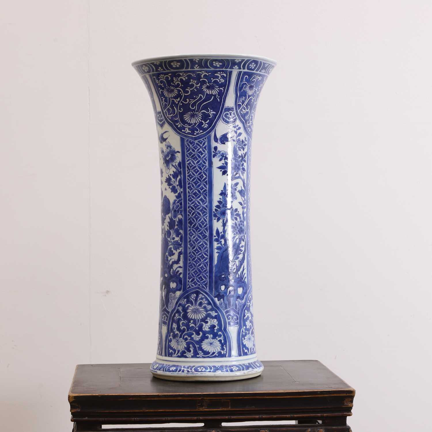 Lot 57 - A Chinese blue and white Gu vase