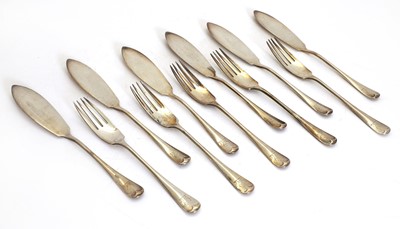 Lot 8 - A group of rat tail Silver fish knives and forks