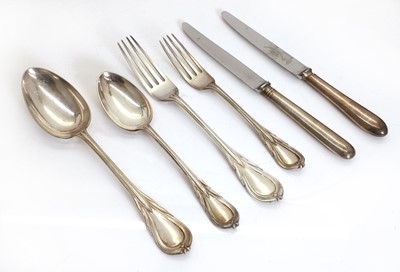 Lot 9 - A lily-patterned silver-plated cutlery service