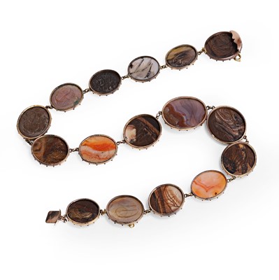 Lot 1 - A Georgian hardstone panel necklace