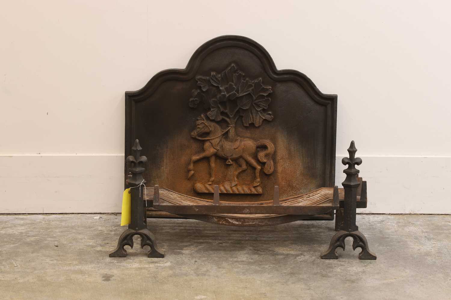 Lot 521 - A fire basket and fire back