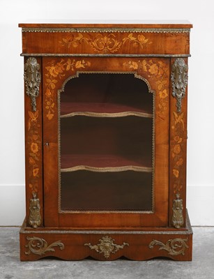 Lot 529 - A walnut and marquetry inlaid pier cabinet