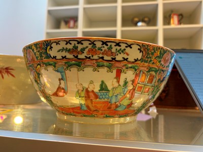 Lot 82 - A Chinese Canton famille rose punch bowl
