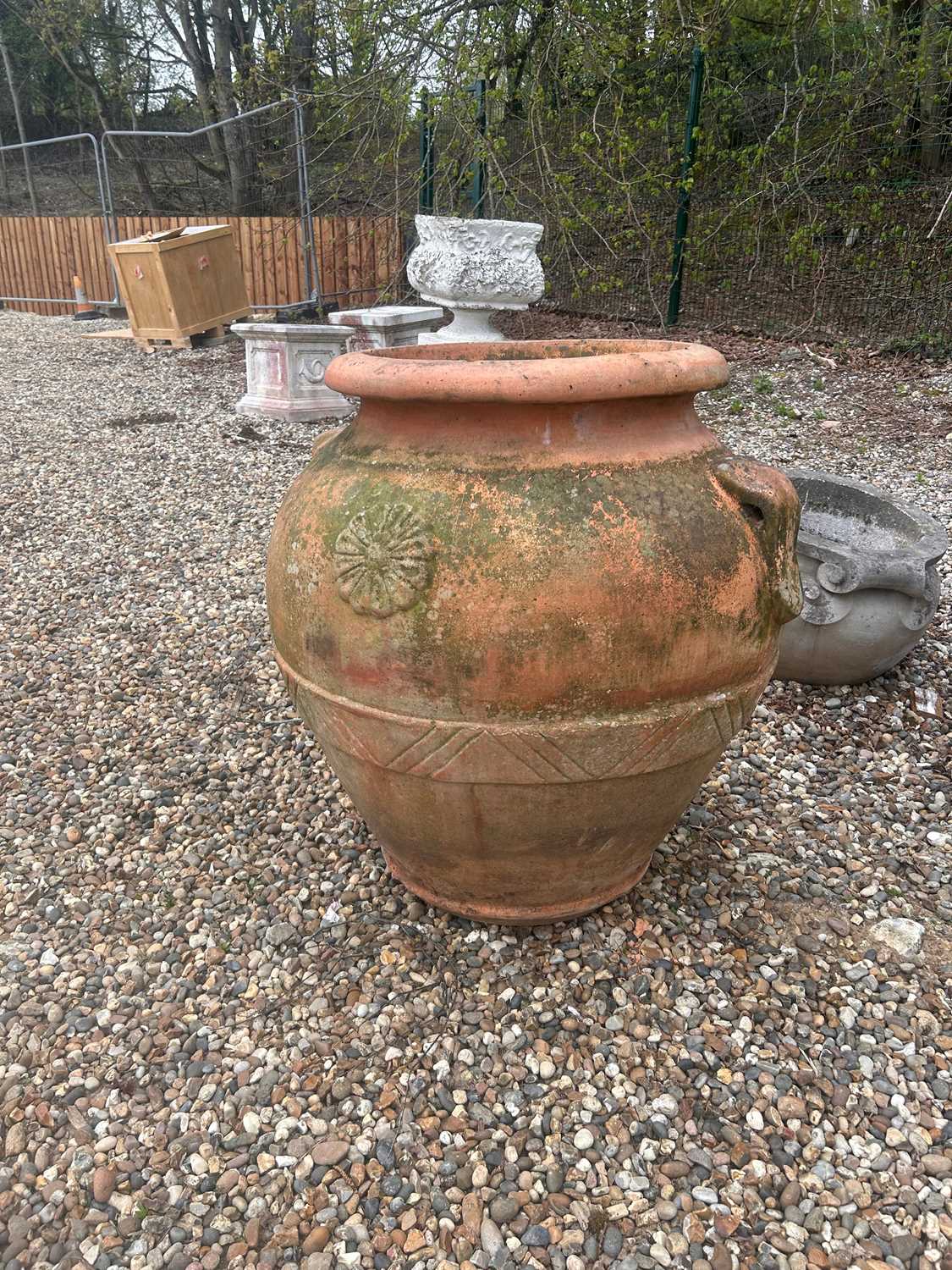 Lot 573 - A large scale terracotta garden urn