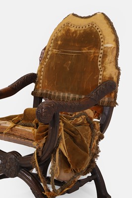 Lot 213 - An 'X'-framed walnut armchair