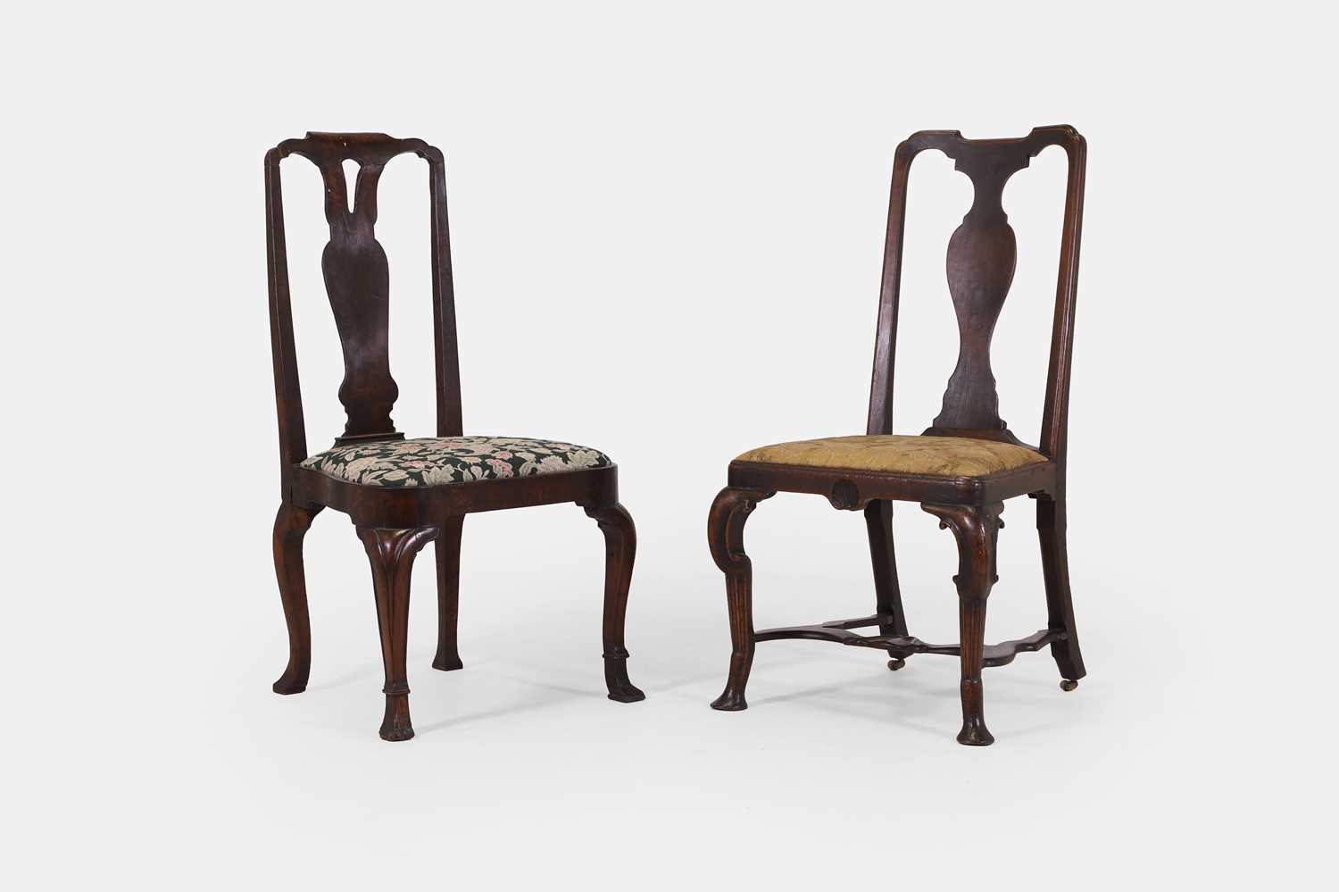 Lot 217 - Two George I walnut side chairs