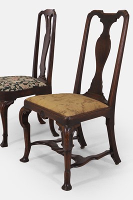 Lot 217 - Two George I walnut side chairs