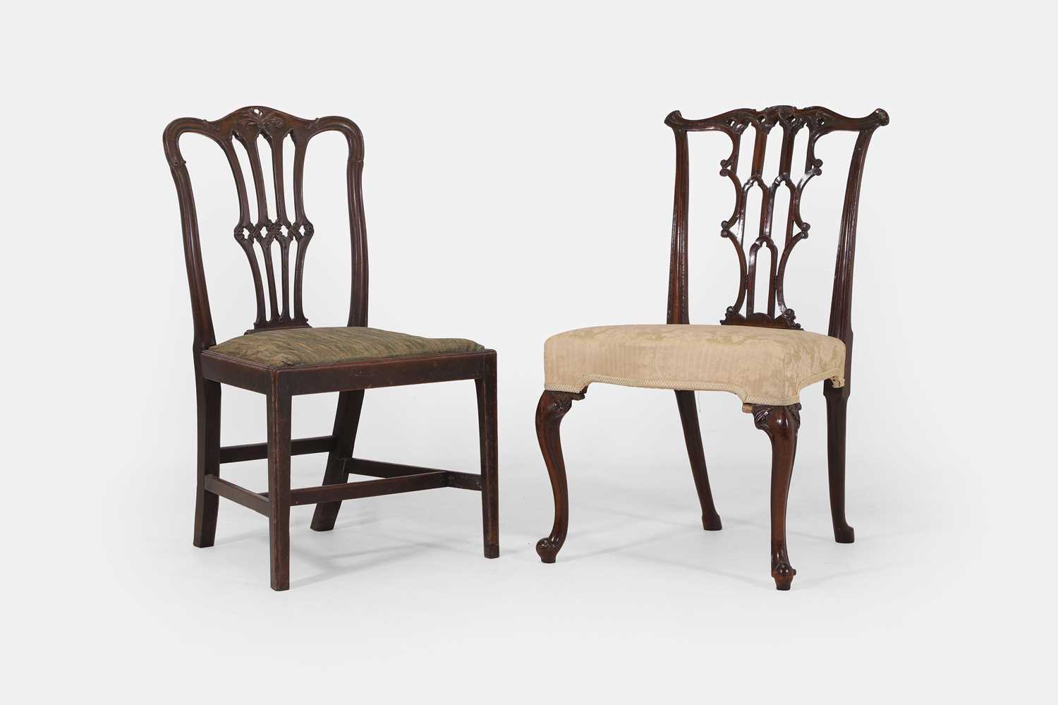 Lot 223 - Two George III mahogany side chairs