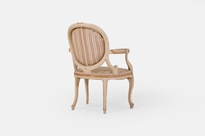 Lot 224 - A George III painted and parcel-gilt open armchair