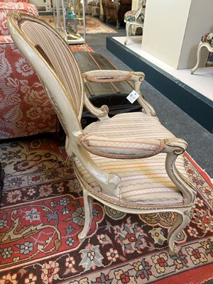Lot 224 - A George III painted and parcel-gilt open armchair
