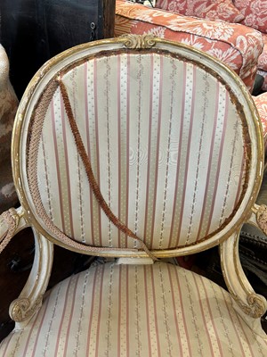 Lot 224 - A George III painted and parcel-gilt open armchair