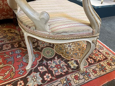 Lot 224 - A George III painted and parcel-gilt open armchair