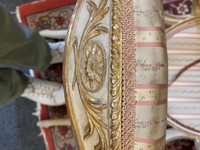 Lot 224 - A George III painted and parcel-gilt open armchair