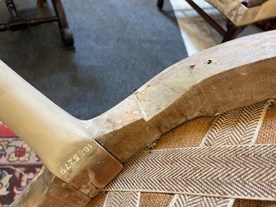 Lot 224 - A George III painted and parcel-gilt open armchair