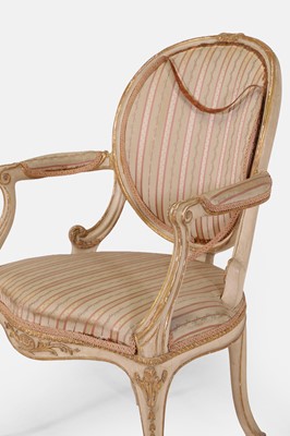 Lot 224 - A George III painted and parcel-gilt open armchair