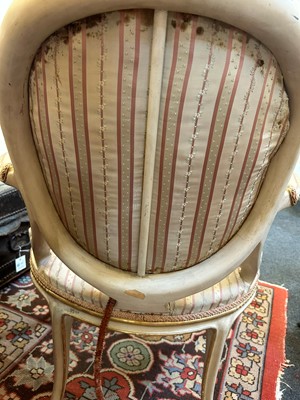 Lot 224 - A George III painted and parcel-gilt open armchair