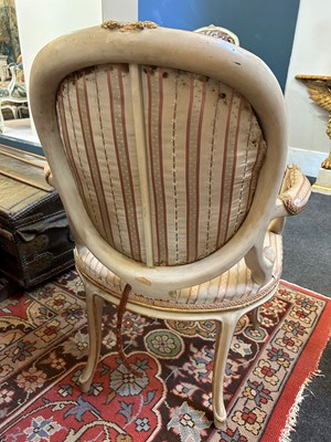 Lot 224 - A George III painted and parcel-gilt open armchair